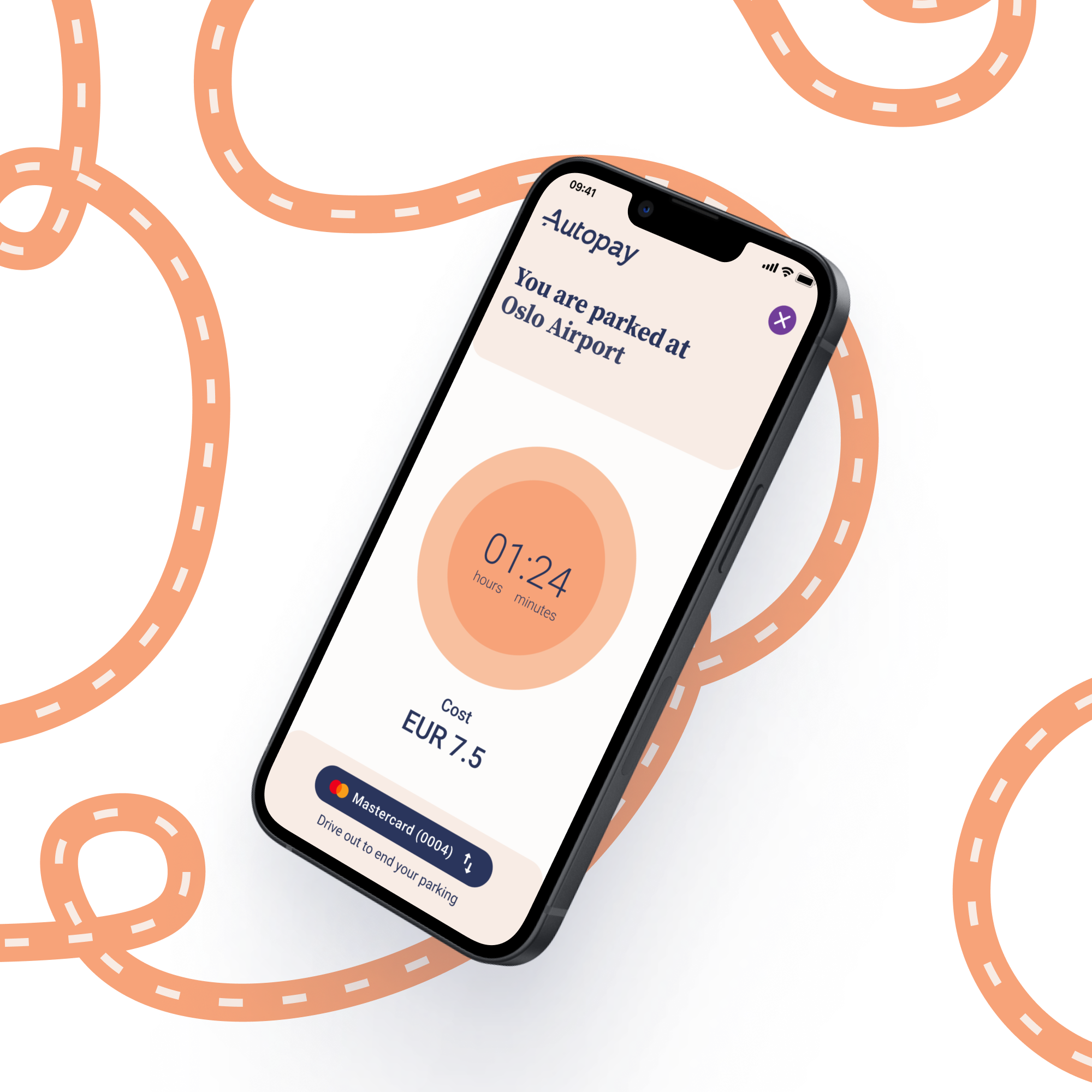 The parking screen for the Autopay app