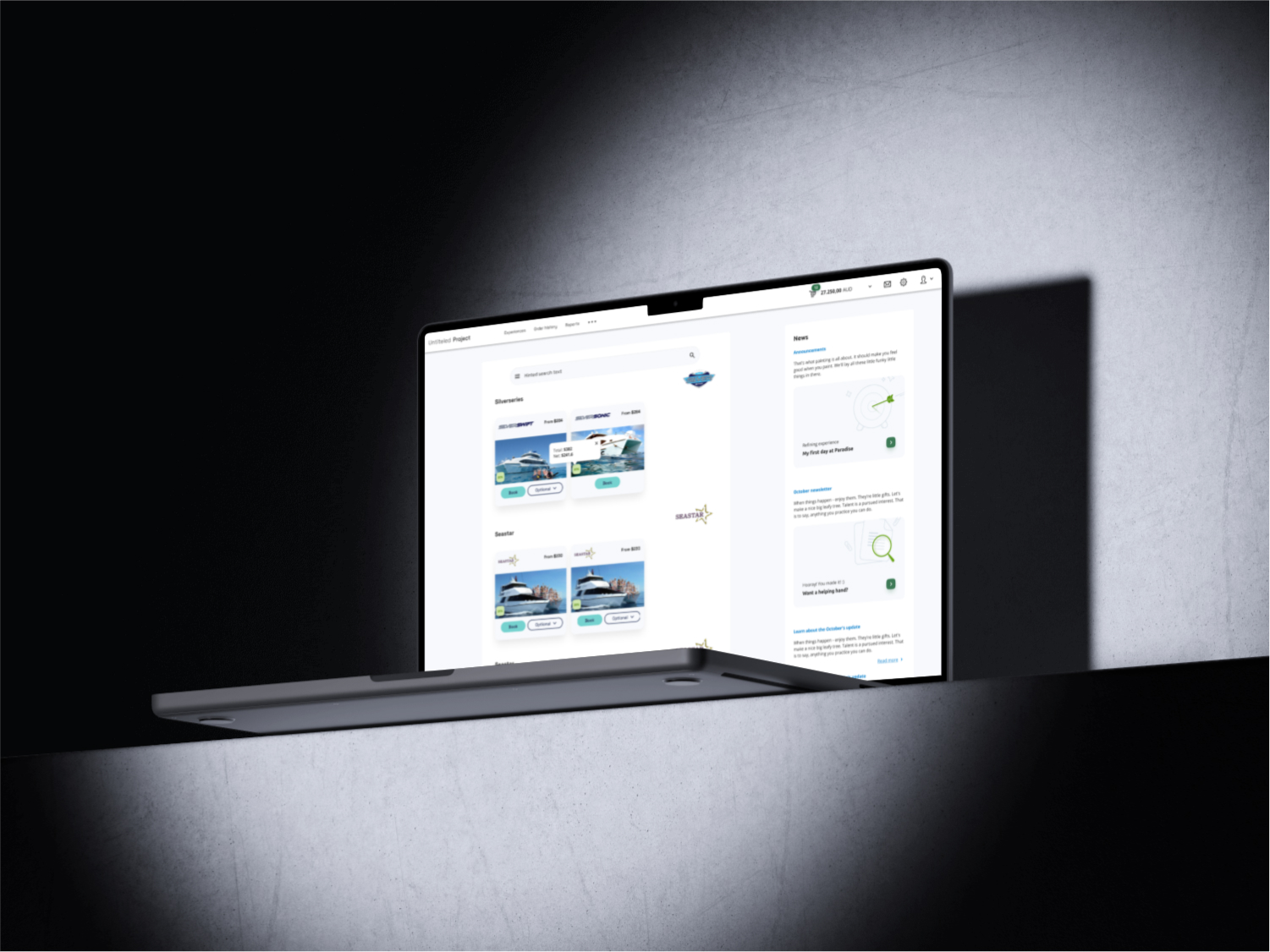 Macbook showing a travel agent booking system